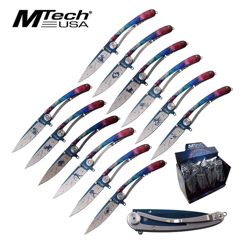 Mtech USA The Zodiac Sign Folding Pocket Knives 12 Pieces3Q