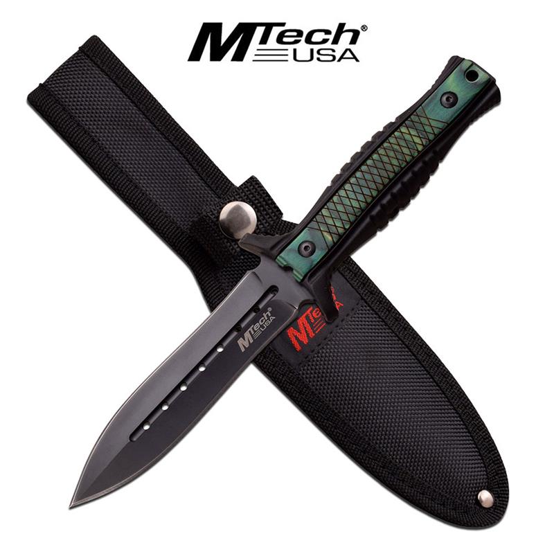 MTech USA Double Edge Fixed Blade Dagger Knife Green Pakkawood