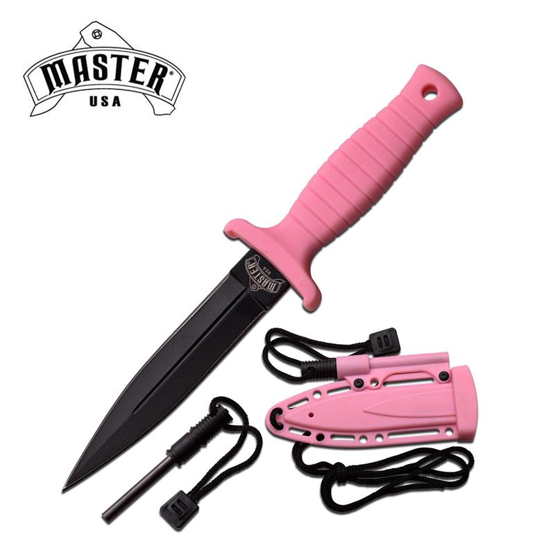 Pink Fixed Blade Fire Starter Neck Knife Hunting Knife6G4M