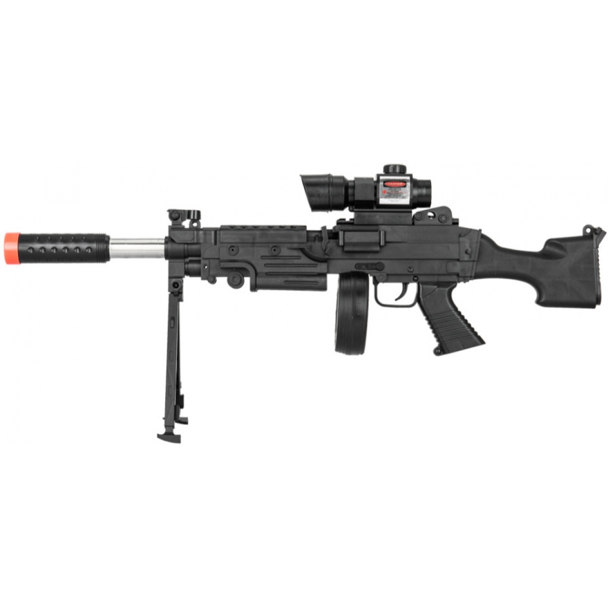 Spring Airsoft LMG with Scope Laser & Drum Magazine1Q1P233