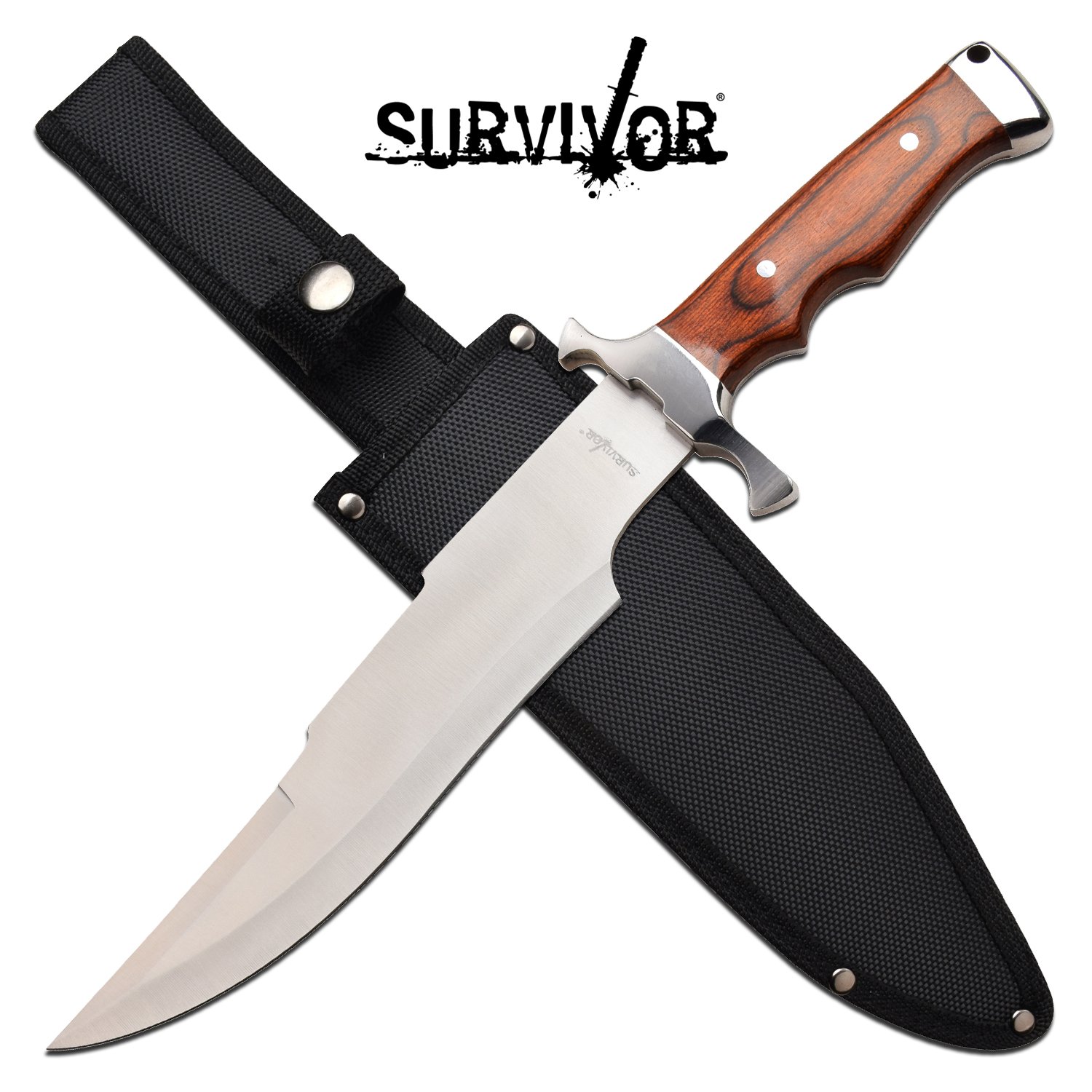 Survival Bowie Knife 14.5 Inch Fixed Blade Knife Brown Pakka