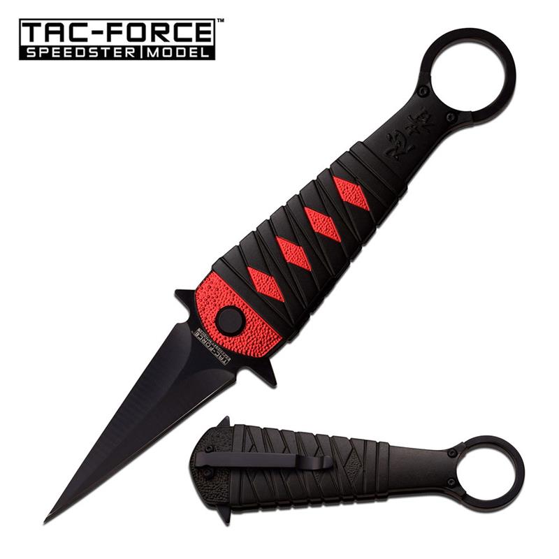 Assisted Open Ninja Stiletto Ring Fighter Pocket Knife Red