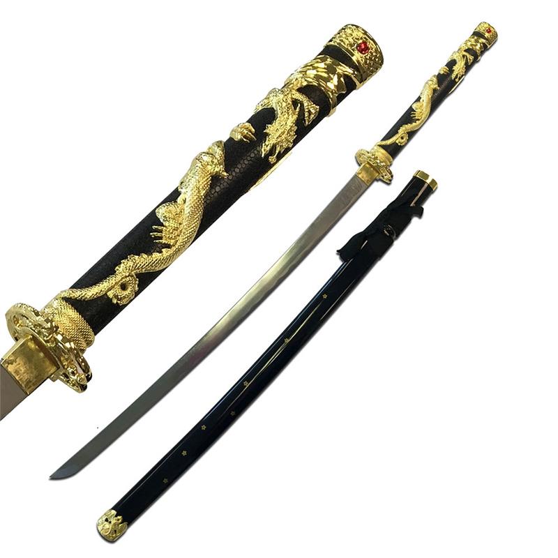 Ten Ryu Fantasy Dragon Handle Samurai Sword Gold with Black