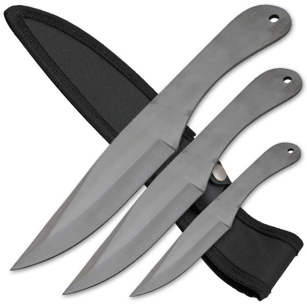 3pc Stainless Steel Throwing Knives with Sheath Silver5H3