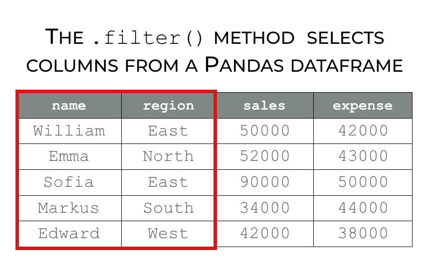 How to use the Pandas filter method Sharp Sight