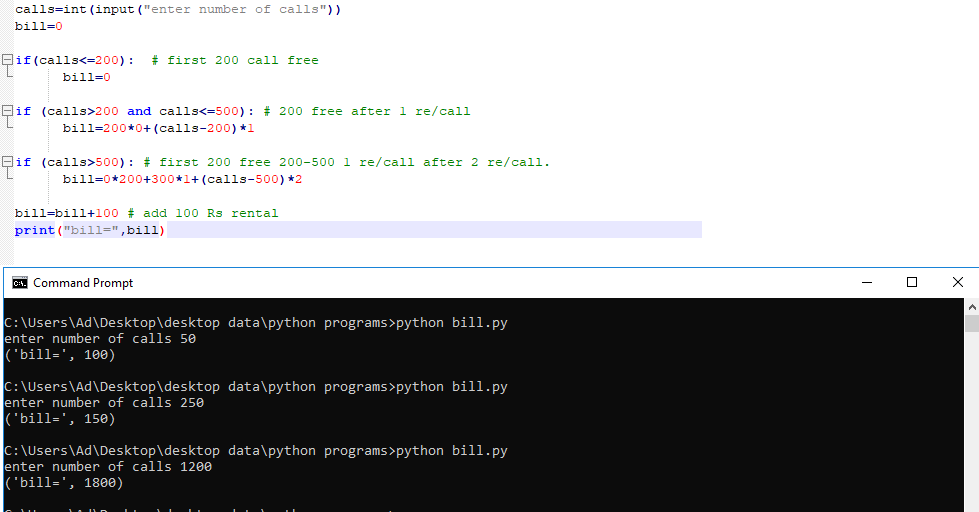 telephone bill program in pythonconsole Sharp Tutorial