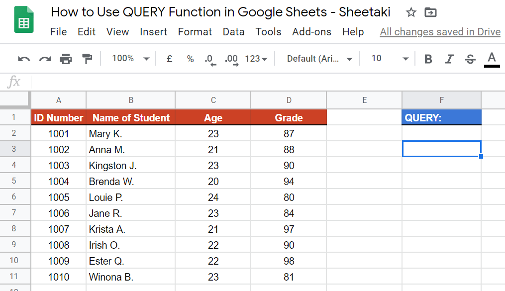 How to Use QUERY Function in Google Sheets [StepByStep]