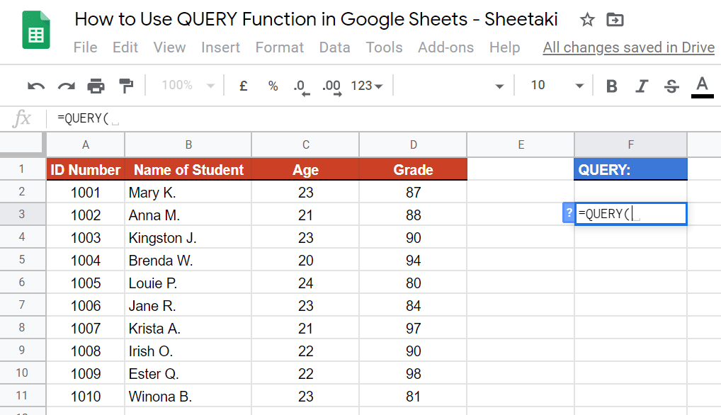 How to Use QUERY Function in Google Sheets [StepByStep]