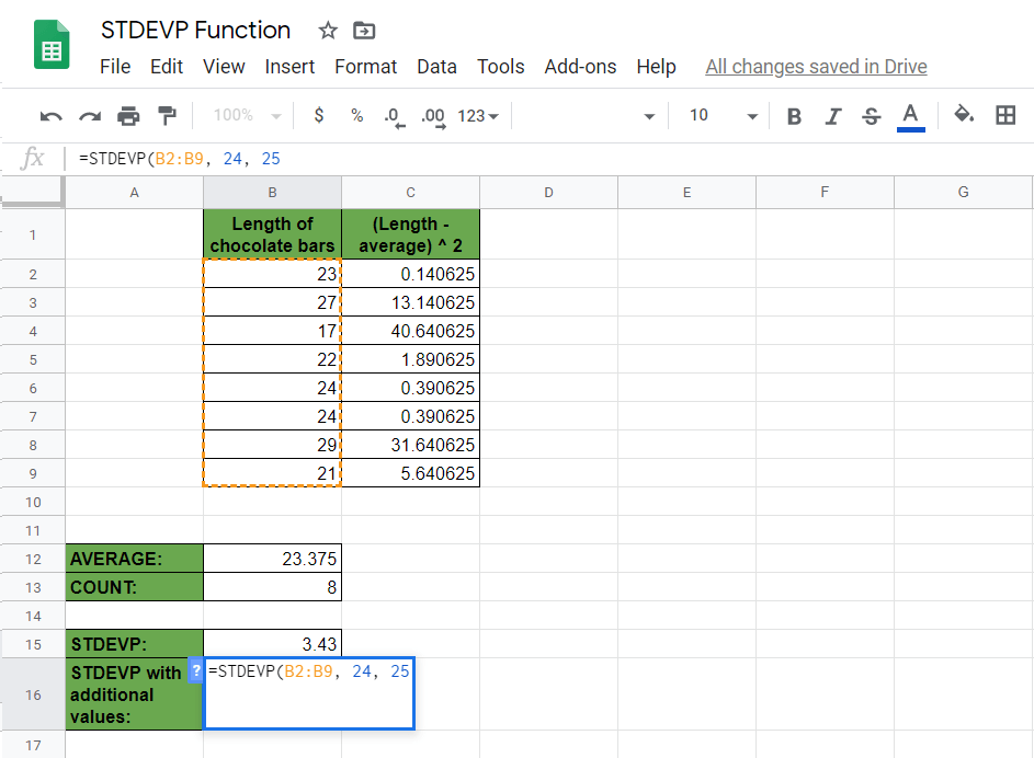 How to Use STDEVP Function in Google Sheets [StepByStep]