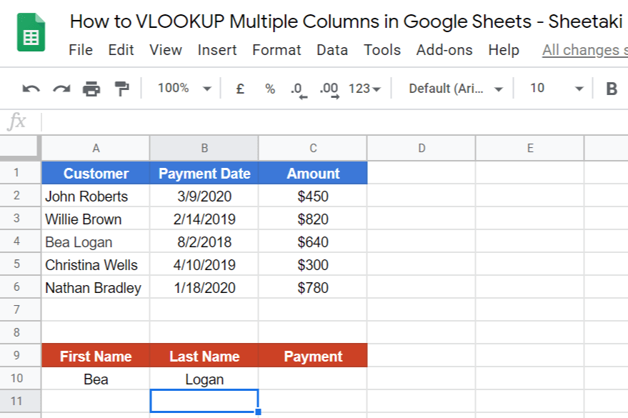 3 Ways to VLOOKUP Multiple Columns in Google Sheets [2020]