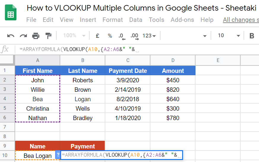 3 Ways to VLOOKUP Multiple Columns in Google Sheets [2020]