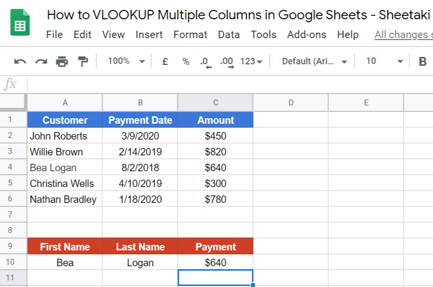 3 Ways to VLOOKUP Multiple Columns in Google Sheets [2020]
