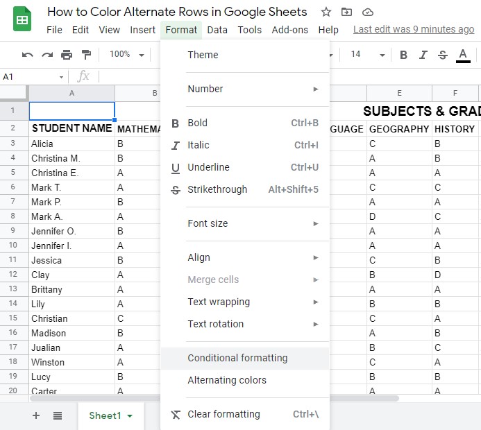 How to Color Alternate Rows in Google Sheets StepByStep Sheetaki