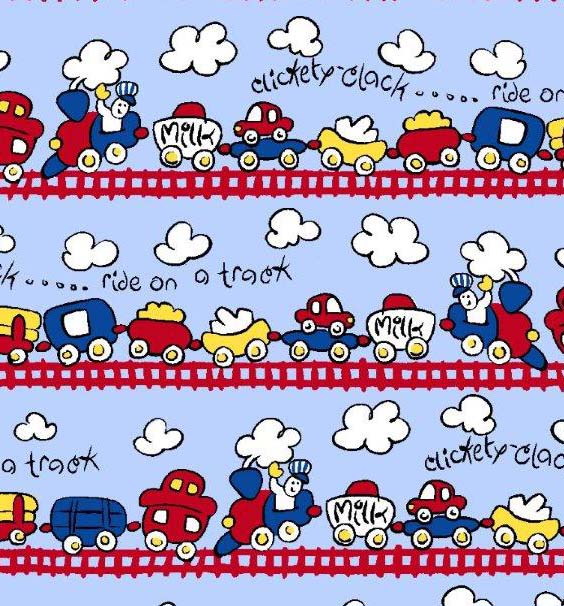 Portable / Mini Crib Fun Train Tracks Matching Dust Ruffle Abaxo