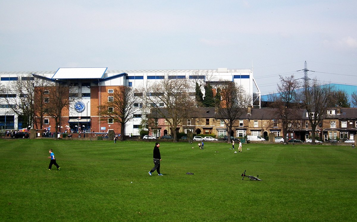 Sheffield Wednesday Football Club seen from Hillsborough Park