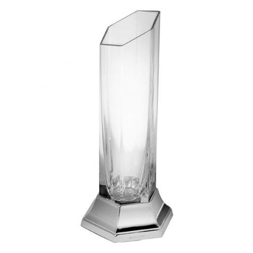 Engraved Silver Gifts, Silver Trays, Silver Salvers Silver Plated and Crystal Hexagonal Vase