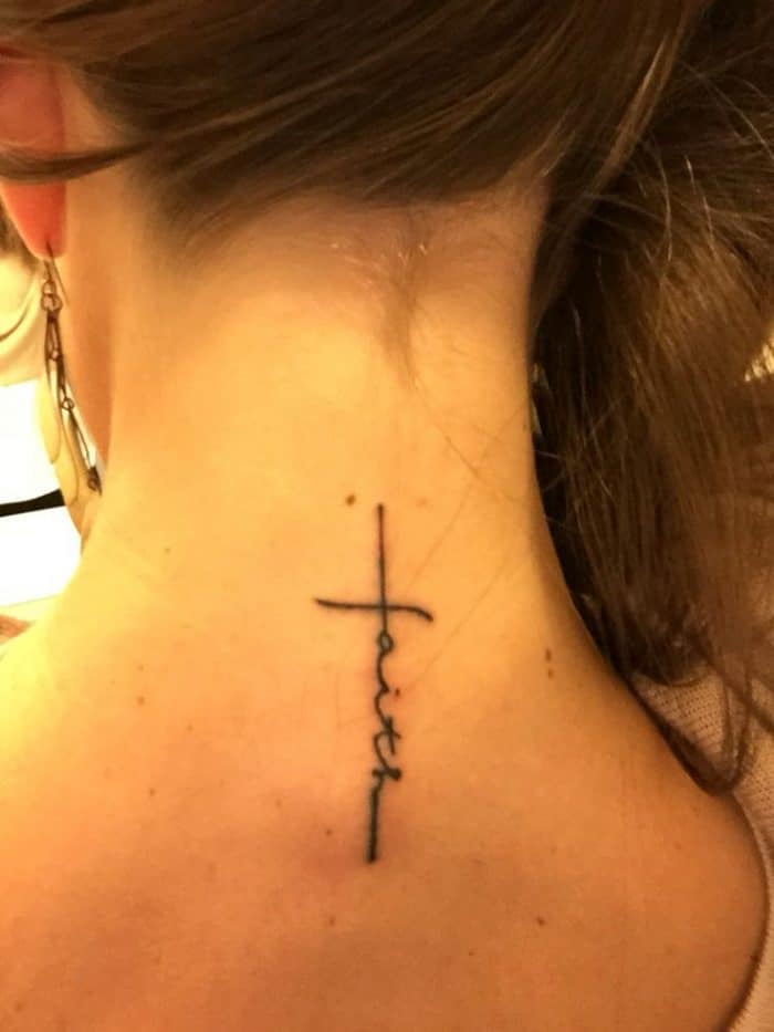 Amazing Faith Lettering Tattoos for Back Neck SheIdeas