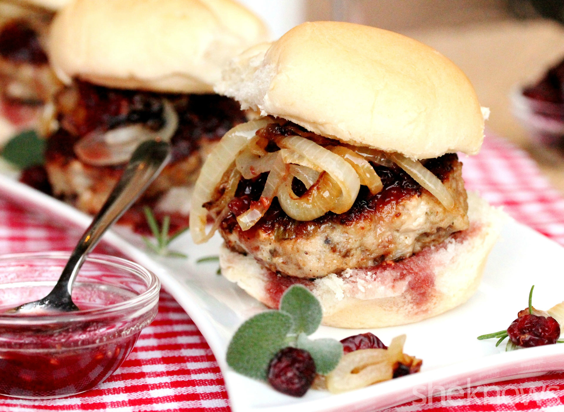 Mini sausage stuffing turkey burgers are delish Thanksgiving leftovers