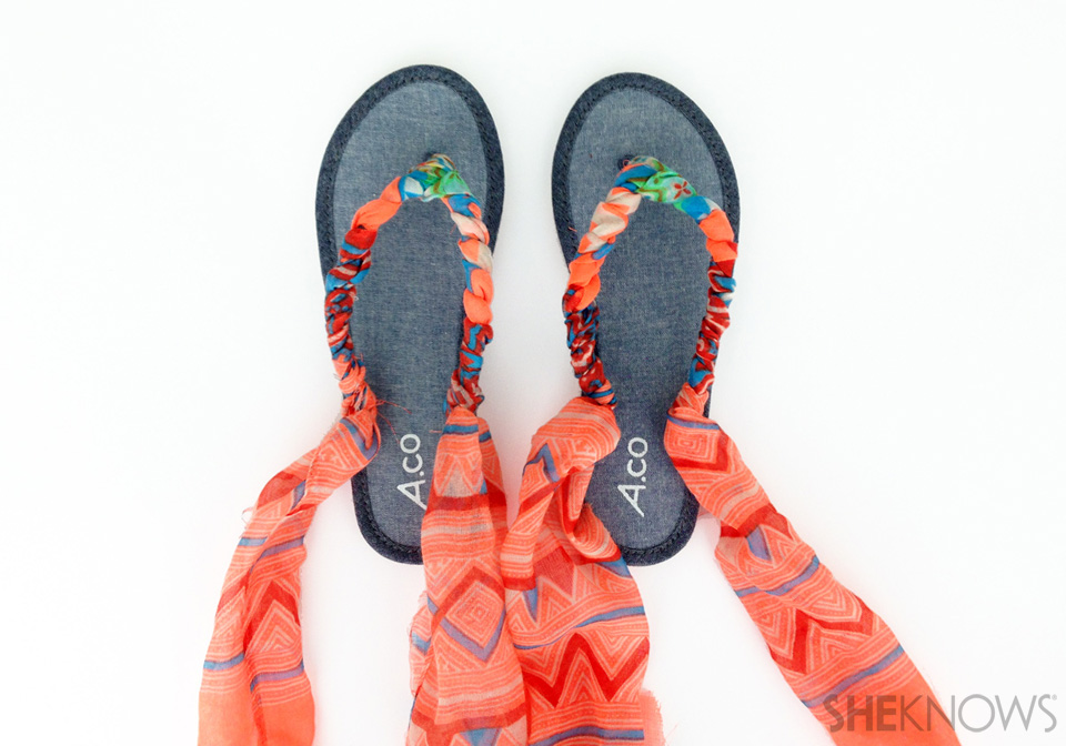 DIY sandals made with a scarf SheKnows