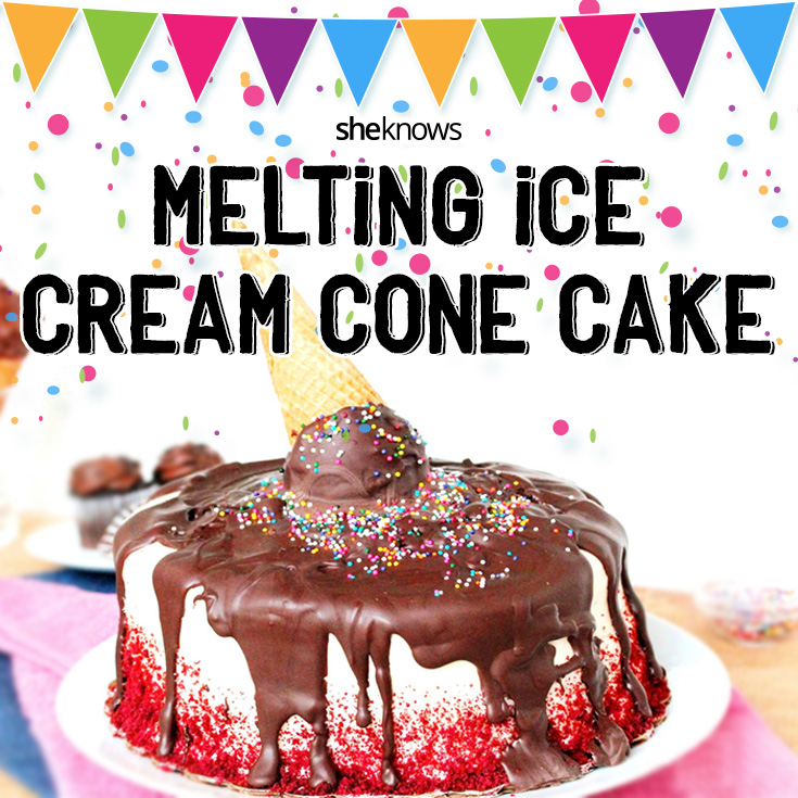 Melting ice cream cone cake is surprisingly easy to make