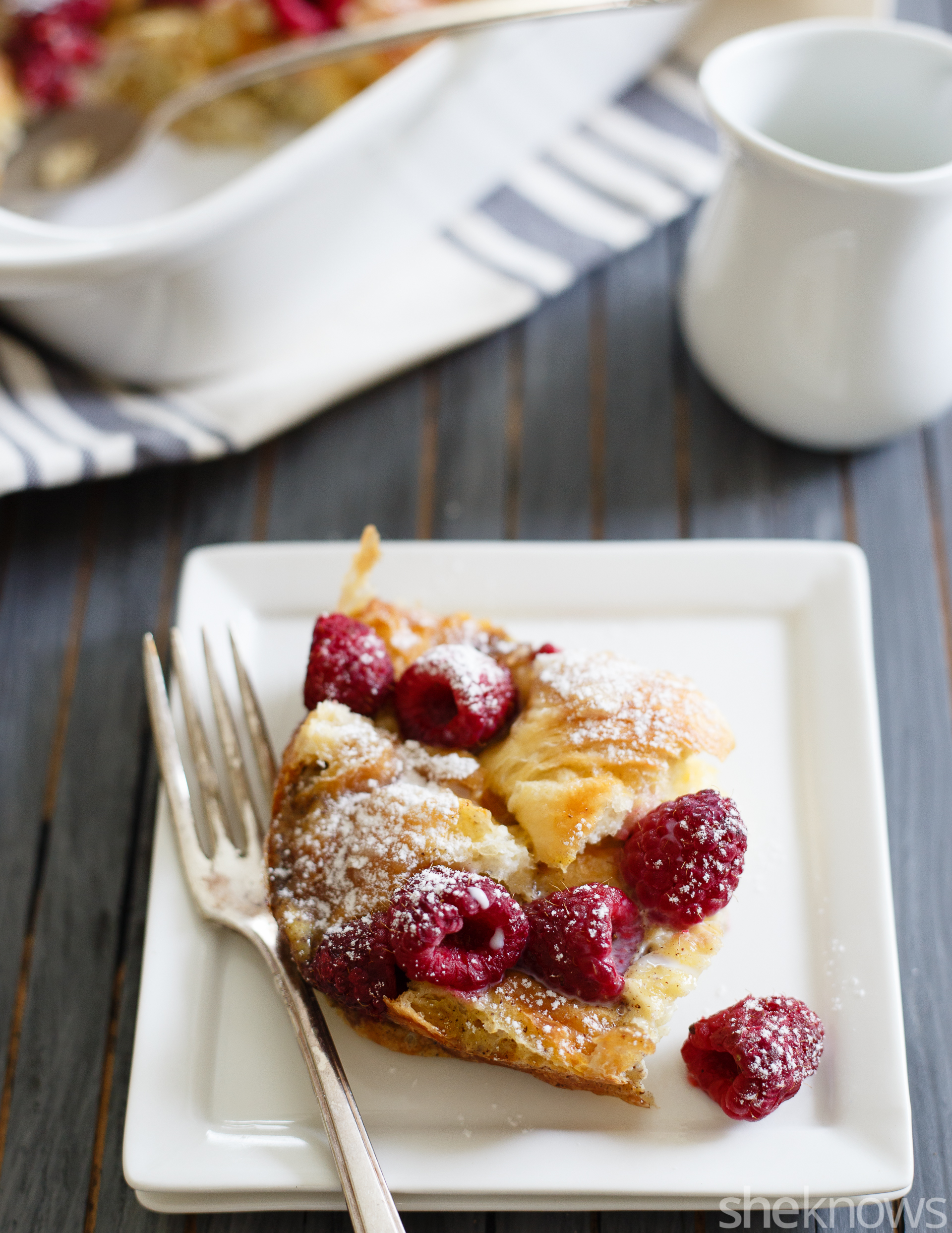 Makeahead raspberry breakfast bake is perfect for lazy mornings