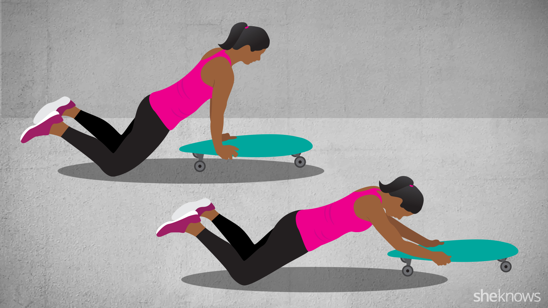 A fullbody workout using your kid's skateboard