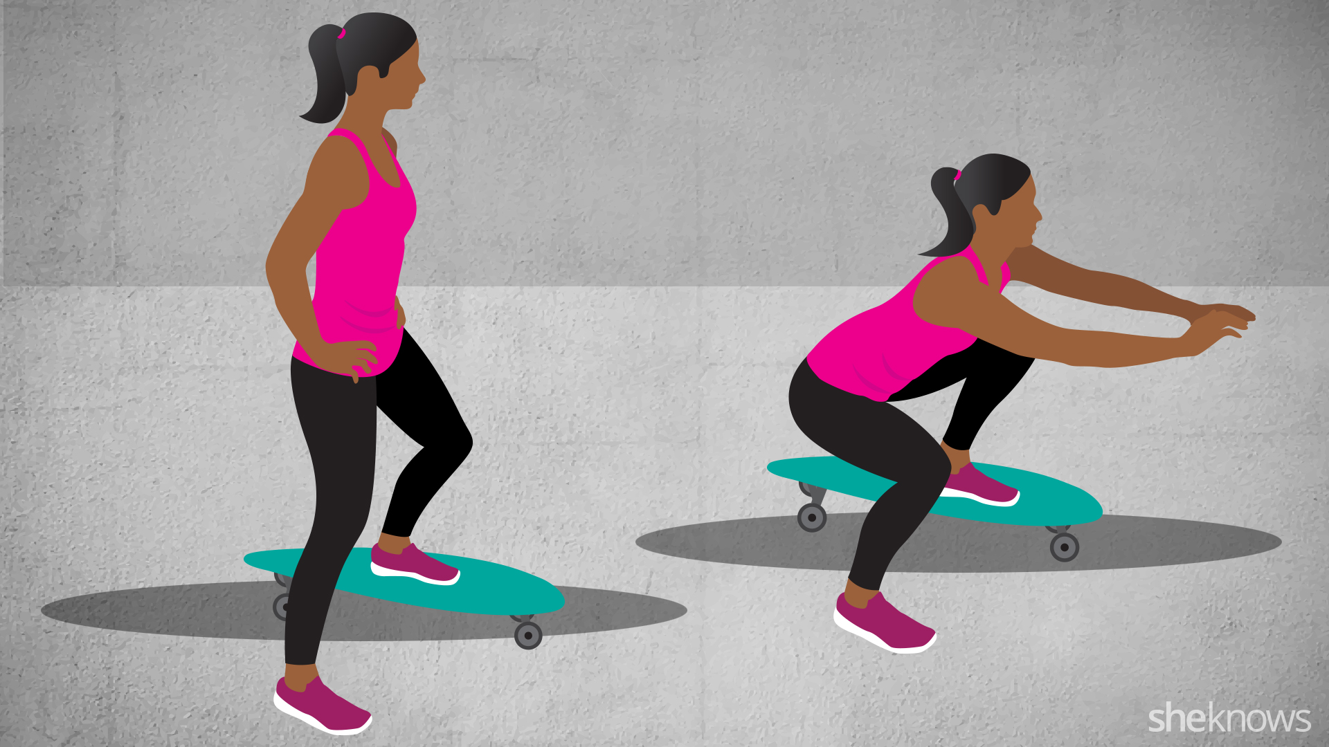 A fullbody workout using your kid's skateboard
