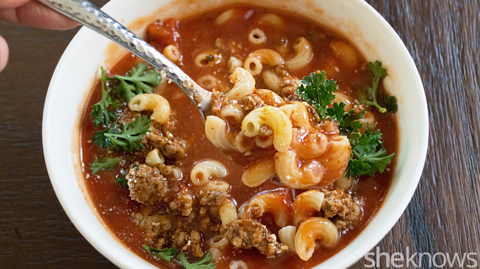 Beefy tomato macaroni soup is the bellywarming recipe you want this fall SheKnows