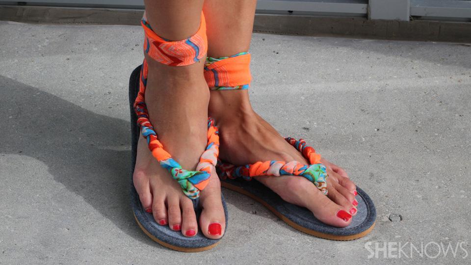 DIY sandals made with a scarf SheKnows