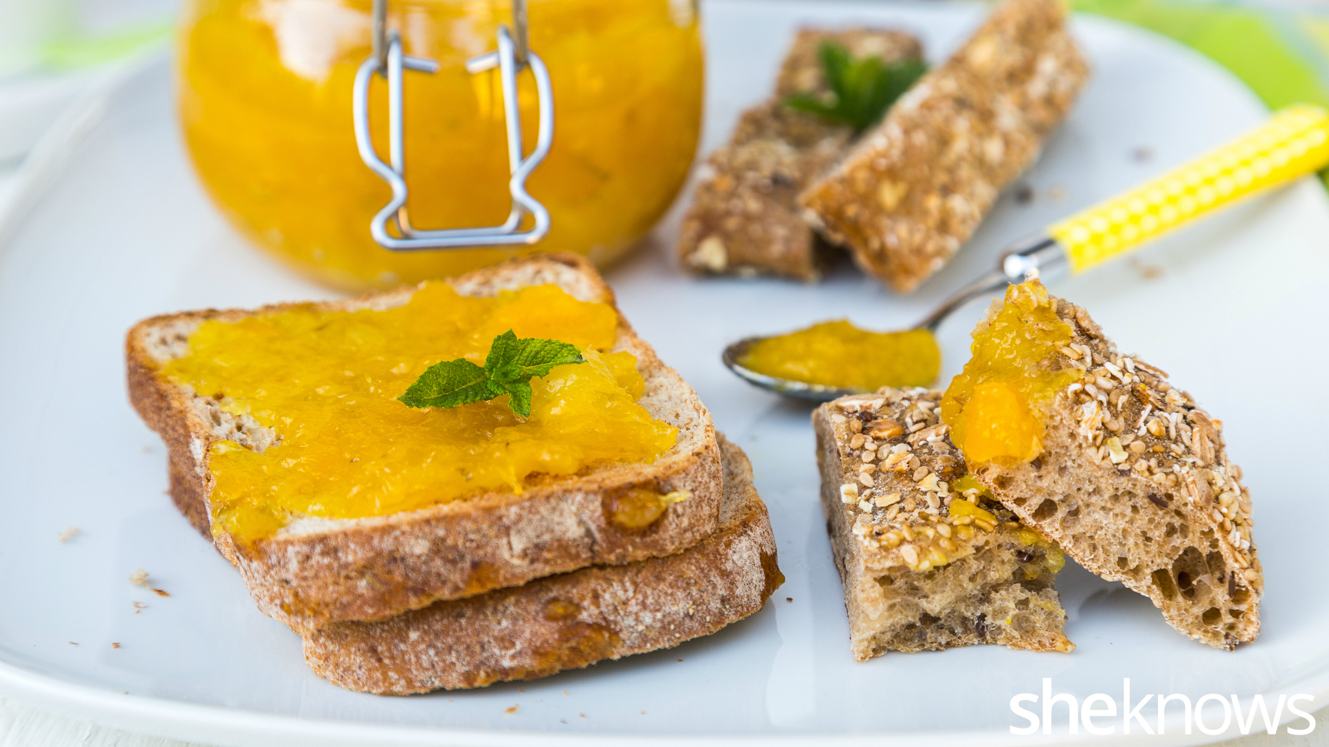 Homemade mango and pineapple jam is exactly what your toast wants
