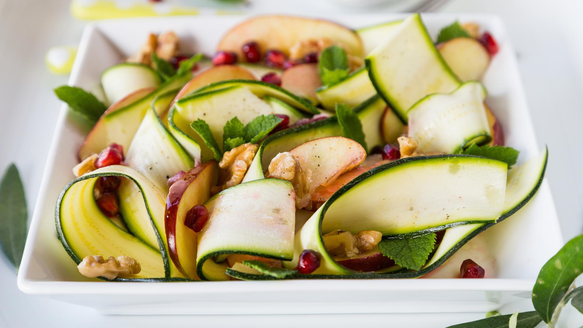 Light and healthy raw zucchini, apple and walnut salad SheKnows