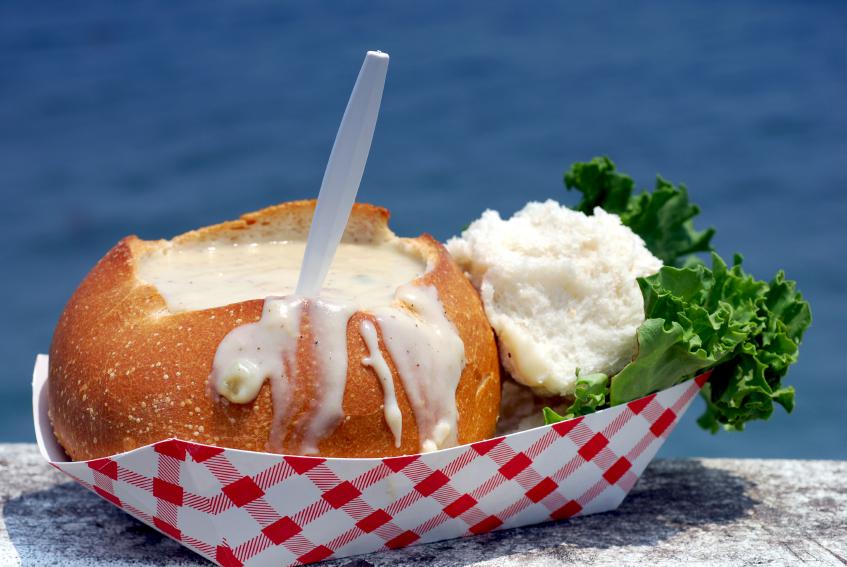 Seafood chowder in bread bowl recipes SheKnows