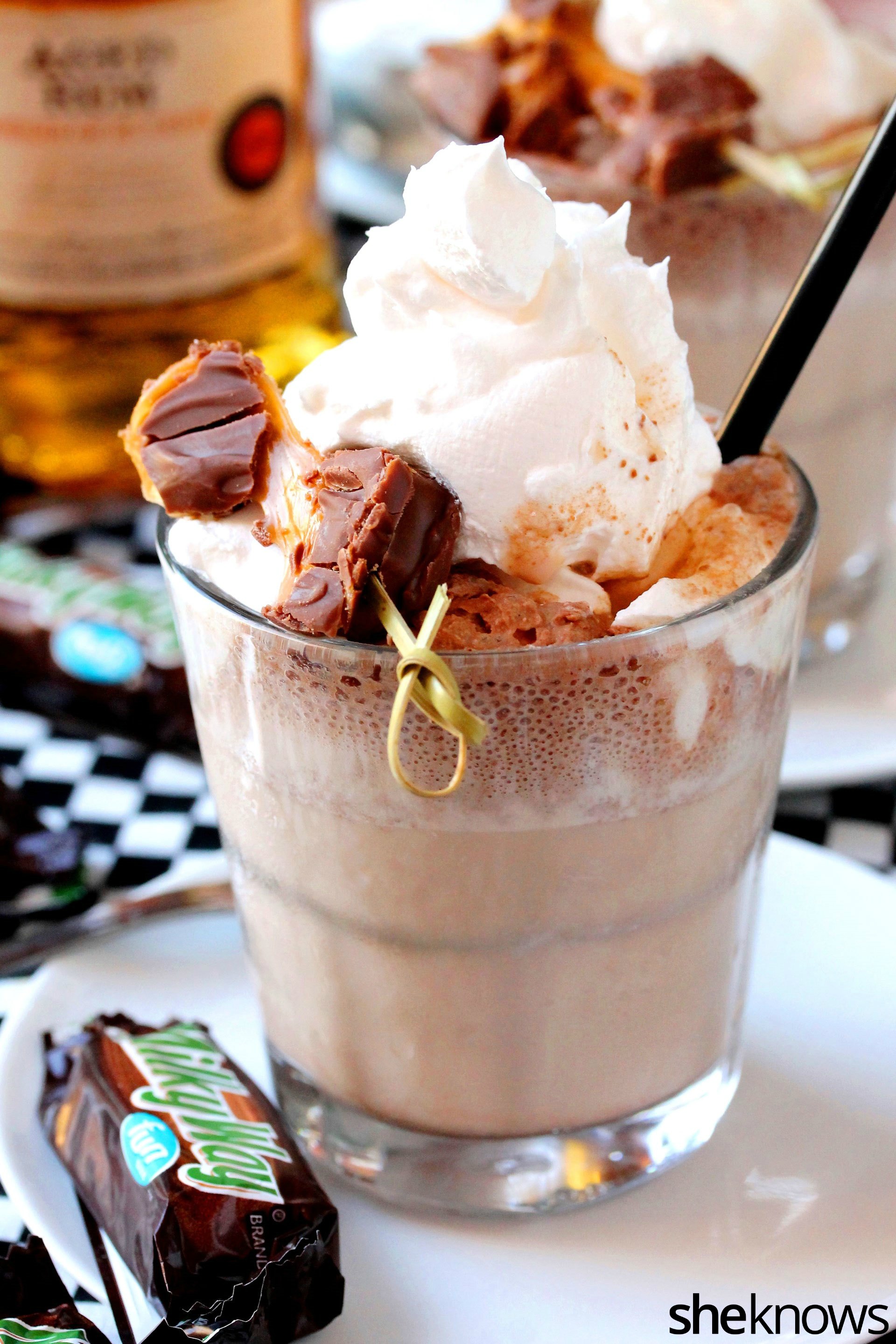 Spiked Milky Way candy bar rum shake that you won’t want to share