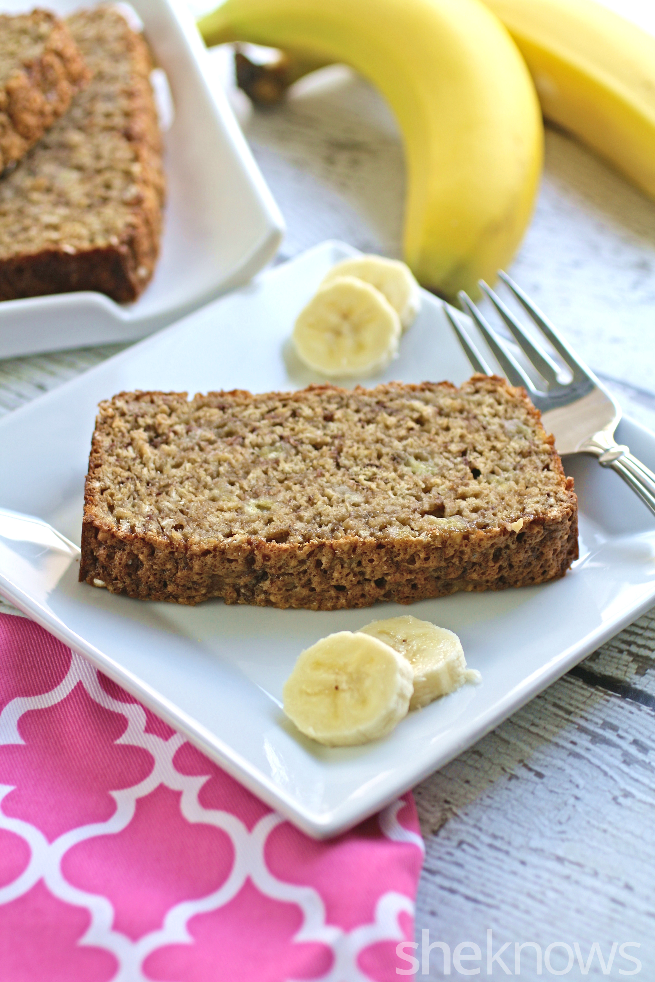 Oatmealbanana bread is the perfect use for your browning bananas