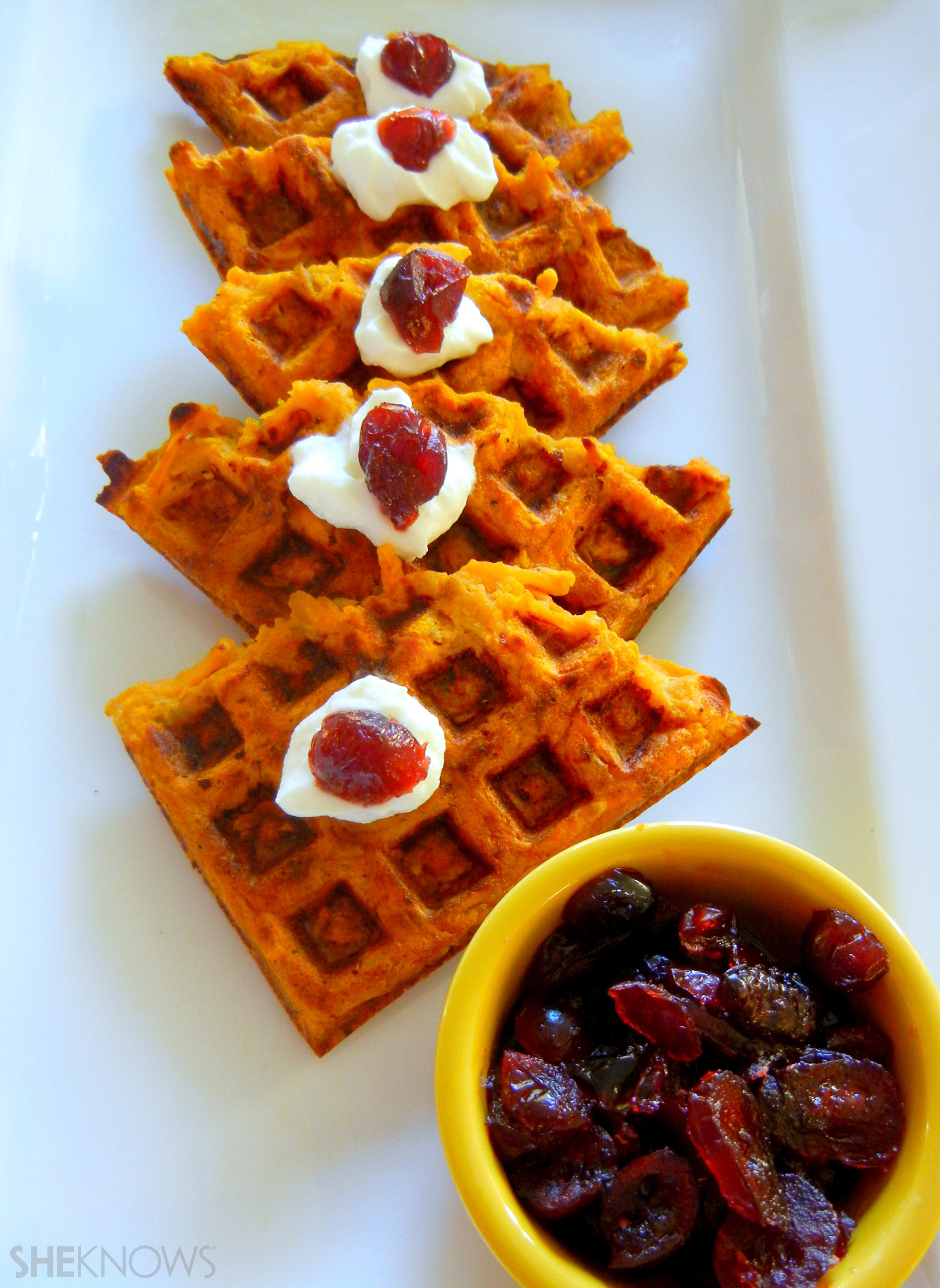 Sweet potatopumpkin hash brown waffles? Yes, please! SheKnows