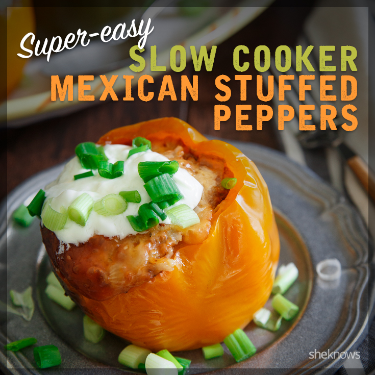 Slow Cooker Sunday Mexican stuffed peppers take just 10 minutes to