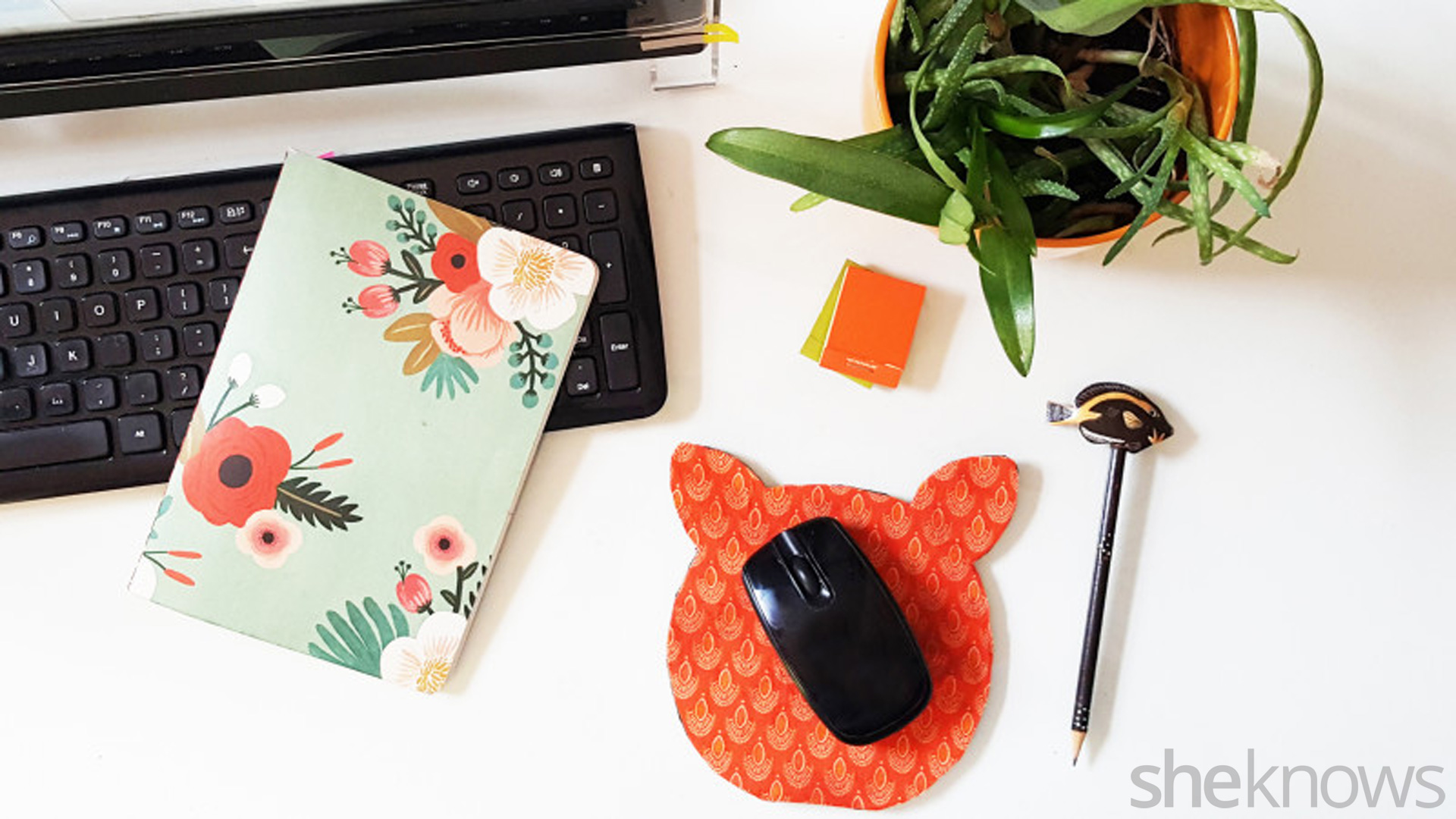 Turn a boring mouse pad into an adorable cat mouse pad with fabric