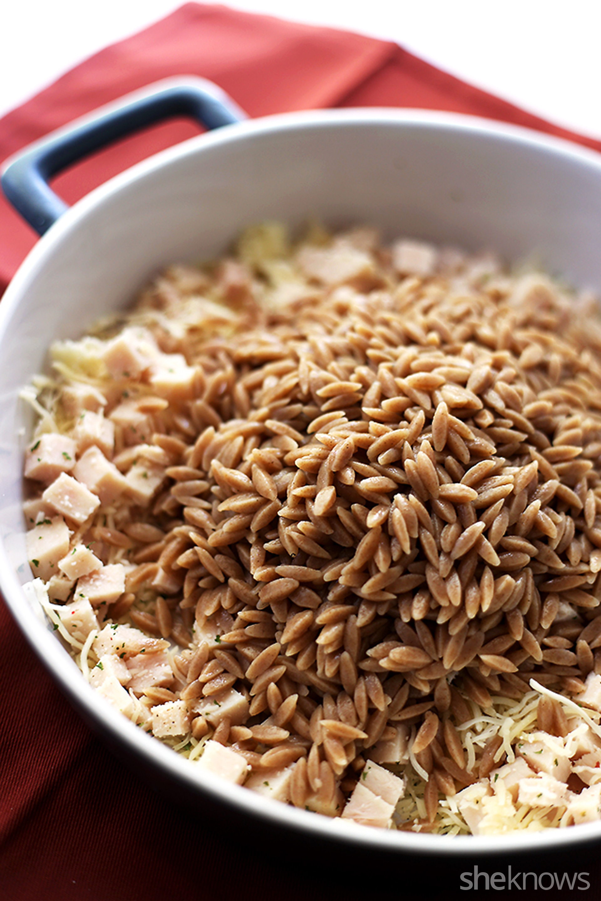 Cordon bleu orzo bake turns a classic dish into an easy casserole