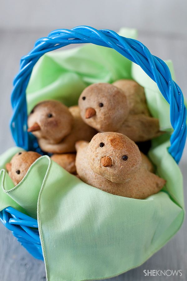 Birdshaped whole wheat rolls