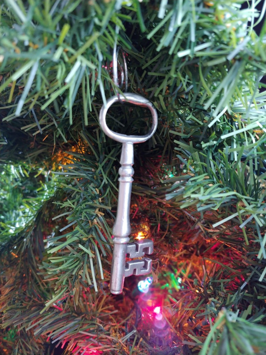 Key Christmas Ornament Sheldon Pewter
