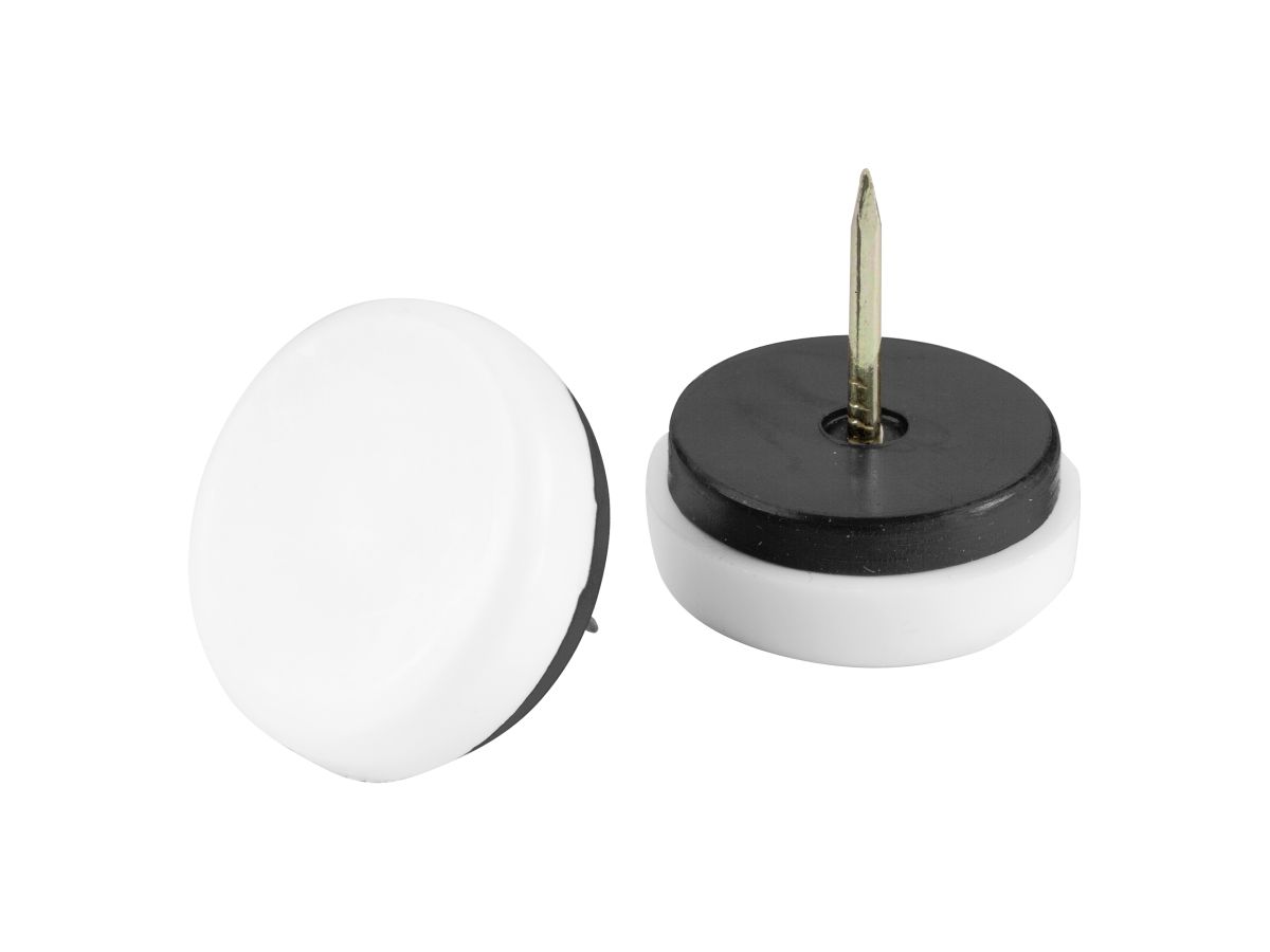 11/2Inch Nail On Cushioned Furniture Glides, Plastic Base, 4Pack