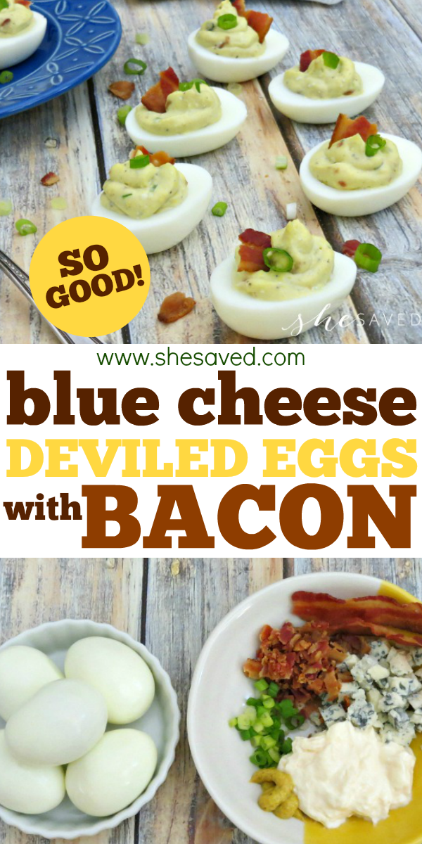 Blue Cheese Deviled Eggs with Bacon SheSaved®