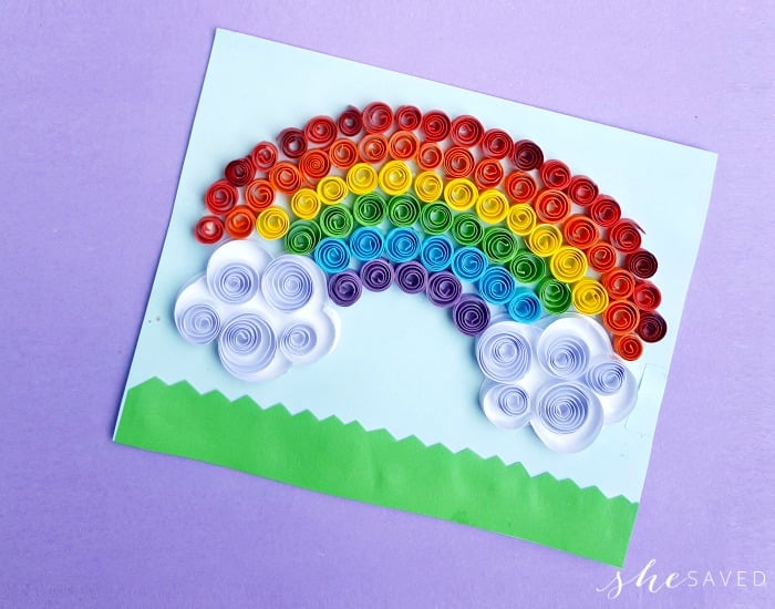 paper quilling project quilled rainbow craft shesaved