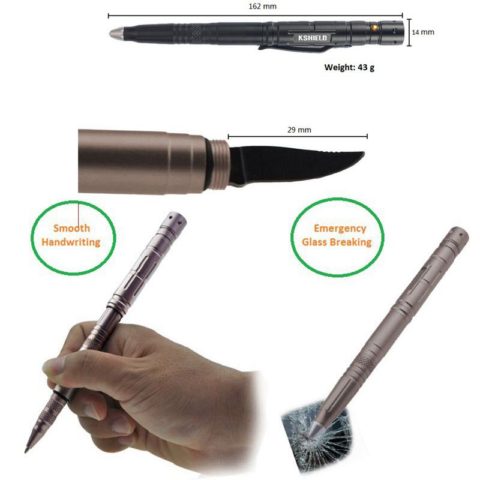 EDC Multi Functional Self-defense Aluminum Tactical Pen with Led Light (2)