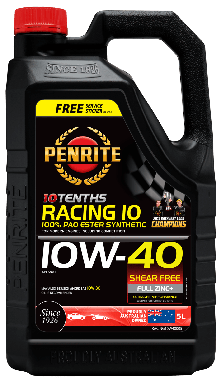 Penrite 10 Tenths Racing 10W40 (100 PAO & Ester) Engine Oil 5L