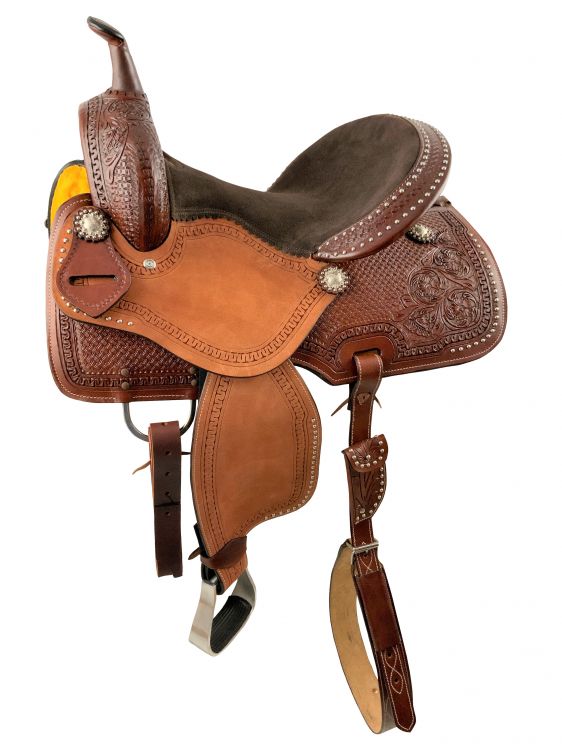 Shiloh Stables and Tack 15" Barrel style western saddle with suede