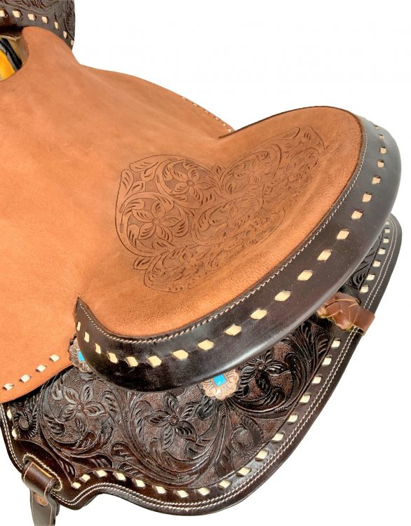 Shiloh Stables and Tack 16" Barrel style western saddle with floral