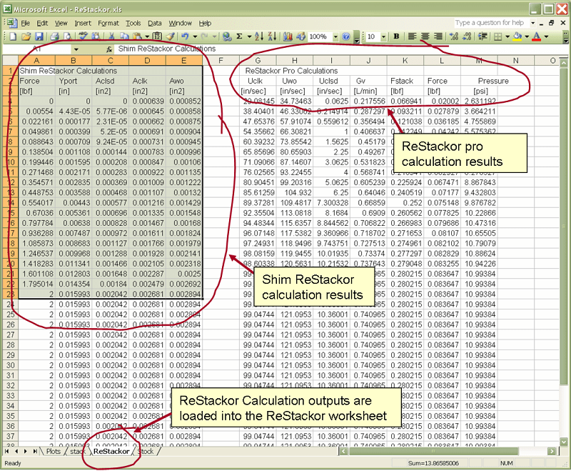 Shim ReStackor example calculation retuning a shim stack to be three