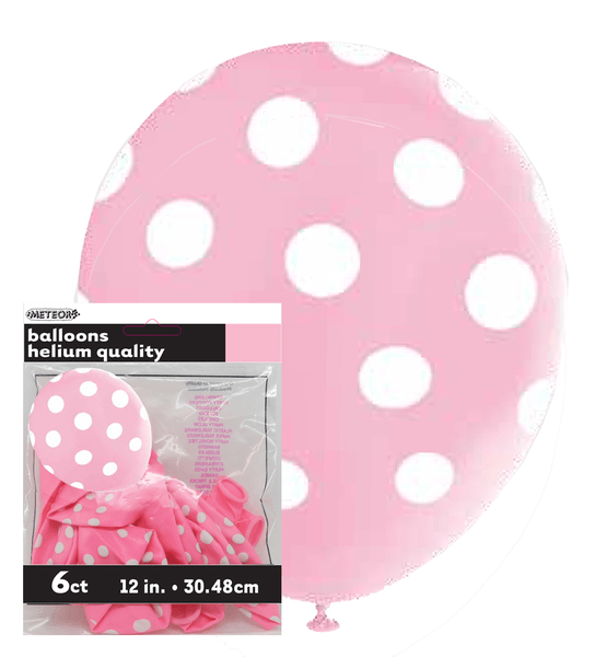 Pink & White Dot Balloons Pk 6 Polka Dot Balloons Shindigs