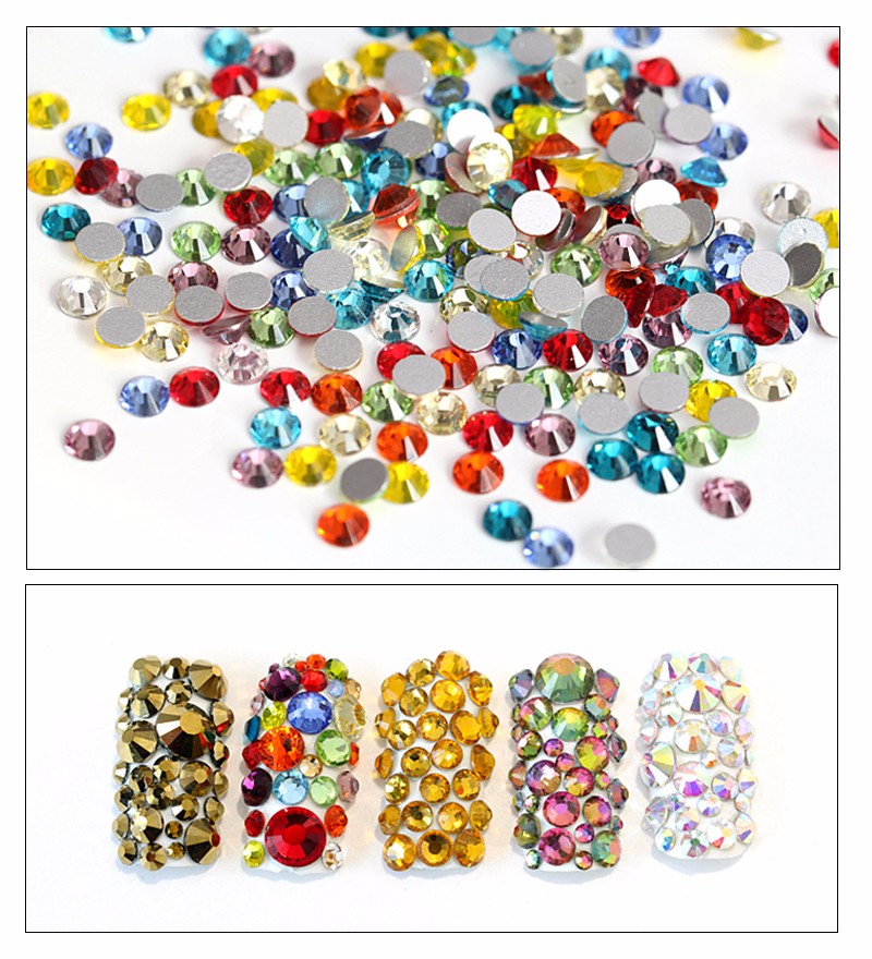 2028 Rainbow Glass Crystal Non Hotfix Nail Rhinestone2028 Glass Mine